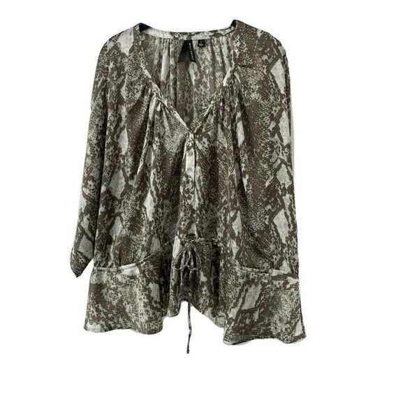 Snake Print Blouse Dolman 3/4 Sleeve Large - Picture 1 of 7